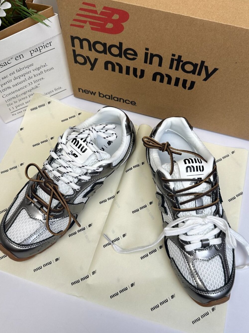 Women's MIU MIU Stylish Shoes Thin-Soled Low-Top Casual Silver Shoes US9/EU39 - Picture 3 of 9